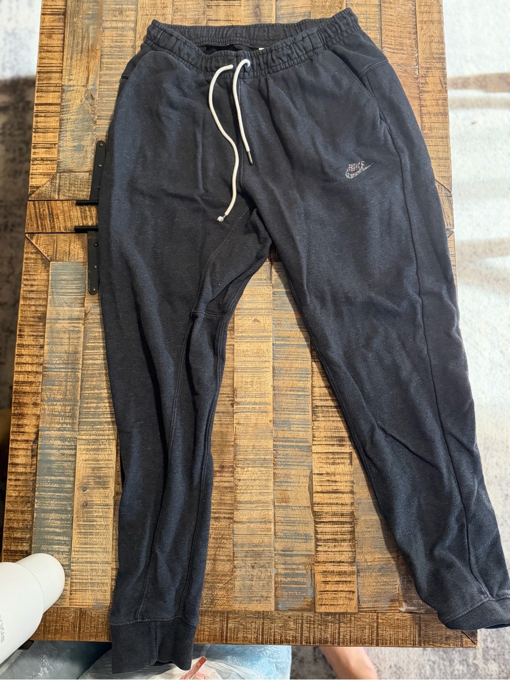 Nike Black Men's Jogger Sweatpants with White Drawstring
